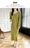 100% Merino Wool Women Long Dress Sweater V-Neck Pullover Long Dress Versatile Cashmere Knitwear Bottoming Clothing