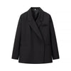 Casual Solid Women Blazer Coat Lapel Long Sleeve One Button Loose Outerwear Autumn Female Chic High Street Overcoat