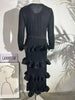 Long Pleated Dress Women Round Neck Solid Color Ruffles Cake Belt Dresses Multi-layer Female Elegant Clothing 2R6863