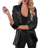 Dressy Sequin Coat Women's Sequin Jacket Shiny Open Front Blazer Jacket Party Sparkly Long Sleeve Cardigan Coat With Pockets 80%