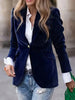 Elegant Velour Blazers Women Retro Single Button Suit Collar Jacket Blazer Coat Autumn Long Sleeve Simple Outerwear