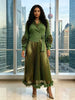 Pleated Loose Bronzing Dress Temperament Suit Collar Cranked Flower Long Dress Women's Clothing