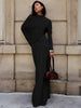 Elegant Shawl Dress Women Classic Basics Ruched O-Neck Full Sleeve Chic Stretch Skinny Party Banquet Activity Outfits