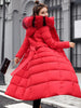 Female Winter Over Knee Loose Large Fur Collar Hooded Warm Thick Parkas Long Down Cotton Plus Size Parkas Coat Women Padded Coat