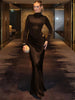 Autumn Long Sleeve Sexy Maxi Dress Women Hollow Out Turtleneck Ruched Bodycon Club Party Long Dresses Female