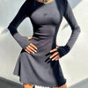 Women Spring Autumn Long Sleeve Knitted Streetwear Bodycon Short Mini Dress Items For Business