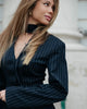 Women Elegant Striped Blazer Top Scarf Lace Up Patchwork Blazers Female Street Casual Commuting Jackets Coats