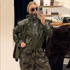 Women Leather Bomber Jackets Coats With Belt Notched Shoulder Pads Motorcycle Street Chic Short Outwear Solid Lace Up