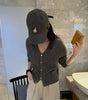 Korean version of autumn cashmere V-neck cardigan women loose short solid color sweater knit sweater simple coat