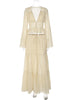 Elegant Sexy Two Piece Set Women V Neck Long Sleeve T-shirt Maxi Skirt Matching Set Female Loose Pleated Club Dress Set