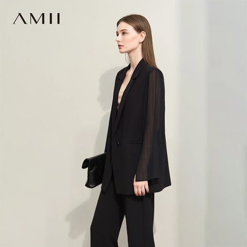 Women's Coat Autumn Autumn Turned Over Collar Color-block Spliced Fabric Casual Loose Blazers For Woman 12641083