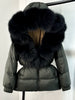 Lagabogy Winter Women Big Real Fox Fur Collar 90%White Duck Down Coat Female Streetwear Loose Hooded Warm Puffer Jacket