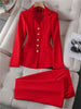 Spring Autumn Women Blazer Jacket And Pant Suit White Red Black Blazer Trousers 2 Piece Set Ladies Office Work Suit