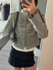 Retro Stand Collar Crop Jacket Chic Epaulet Shoulder Strap Double Breasted Button Slim Fit Coat Lady Casual Army Style Outerwear