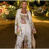 Floral Print Three-Piece Set Corset Top Oversized Blazer Wide Leg Pants Spring Vacation Women Outfit Chic Elegant Lady Suit