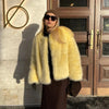 Cool Street Girls Winter Fluffy Fox Fur Jacket Women Casual Round Neck Faux Fur Coat Chic Thick Warm Outerwear