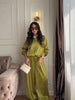 Women Frog Button Satin Jacket Lattern Pants Set Stand Collar Long Sleeve Top Wide Leg Pant Loose Fit Suit Summer Casual Outfits