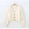 V Neck Cropped Cardigan Women Long Sleeve Twist Knitted Sweater Coats Autumn Winter Keep Warm Korean Cardigan
