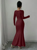 Women's Four Seasons Women's Elegant Temperament Retro Solid Color Square Collar Long Sleeve Dress