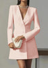 Autumn Double Breasted Solid Color V-Neck Office Suit French Long Sleeved Elegant Slim Fit Blazer Dress for Woman