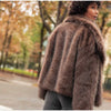 Women's Dark Brown Faux Fur Long Overcoat Single Breasted Fleece Long Trench Coat Winter Fluffy Plush Warm Thicken Outerwear