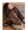 Women Parkas Turtleneck Full Sleeve Thick Coats Short Coat Solid Zipper Spliced Jackets Pocket Casual Elegant Lady Winter