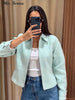 Solid Faux Suede Jackets Women's Stand Collar Full Sleeves Zip Cropped Coat Autumn Winter Lady Casual Outerwear