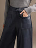 PU Leather Capri Pants Women Autumn Winter Chic Short PU Leather Pants Elegant LeatherTrousers
