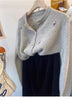 Korean Ladies Round Neck Knitted Cardigan Femme Long Sleeves Embroidery Sweater Coat Autumn Women Knit Jacket Tops