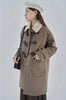 Lamb Wool Collar Duffle Coat Women Long Wool-Like Overcoat Elegant Loose Fit Warm Winter Outerwear Clothing