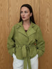 Lace Up Suede Jacket Women Lapel Full Sleeve Single-breasted Pocket Cropped Coat Spring Lady Daily Street Outerwear