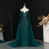Mermaid Evening Dress with Detachable Sleeves Ruffles Overskirt Beaded Women's Formal Party Gowns SS123 Customized
