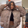 Winter Leopard Print Thicken Coat Pants Women Set Long Sleeve Zippers Hooded Jacket Wide Leg Trousers Lady Outfit