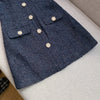 Designer Women Tweed Mini Dress Slim Fit High Waist Stand Collar Spring Office Ladies Long Sleeve Elegant A Line Dress