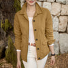 Women Autumn Jackets Casual Turn-Down Collar Long Sleeve Button Up Solid Outerwear Commuting Work Wear Overshirts
