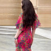 Solid Long Dress Women Flare Sleeve A Line Dresses Casual Ruffles Midi Waist Vestidos V Neck Office Lady Slight Strech