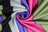 Women's Colorful Stripes Print O-Neck Long Sleeve Waistband Hips Wrapped Dress