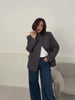 Elegant Stripe Blazer Women Loose Full Sleeve Stand Collar Single Breasted Coats Female Spring Outwear Lady