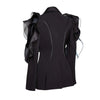 Spliced Mesh Ruffles Casual Blazer For Women Lapel Long Sleeve Tide Loose Fit Jacket Spring Autumn A165