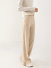 Women Wool Wide Leg Trousers Elastic Waist Side Slit Woman Wool Pants Autumn Winter 100% Merino Wool Knitted Soft Warm Trousers