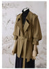 Spring Autumn Khaki Trench Coat for Women Belt Double Breasted Elegant Elegant British Style