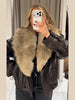Elegant PU Fur Patchwork Jacket Women Loose Detachable Collar Lapel Double Breasted Jackets Female Winter Warm Outwear