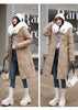 White Fur Collar Down Cotton Parkas Padded Coat Women Winter Long Over The Knee Waist Warm Thick Parkas Coat
