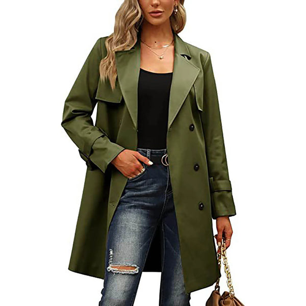 Women's Windbreaker Extra Long Button Cardigan Long Sleeve Belt Casual High Street French Jacket Female's Coat