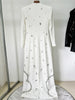 High Street Designer Vestido Women's Long Sleeve Crystal Diamonds Beaded Long Maxi Dress