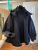 American Vintage Long Sleeve Hooded Trench Women Casual Wide-Waisted Zipper Utility Style Coat Button Patchwork Autumn