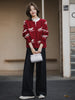 Winter Jeans Women Vintage Thick Fleece‑Lined Denim Wide Leg Pants Casual Versatile Long Trousers Daily Outfit