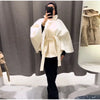 Women's Brown Belt Cropped Poncho Jacket For Women Demi-season Button Cape Cloak Coat Jackets Winter Autumn Spring Black White
