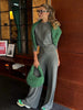 Women's Autumn Winter Knit Cardigan Pants Set Slim Fit Long Sleeve Long Trousers Simple Solid Color Sweater Suit