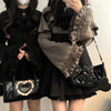 Vintage Lolita Style Mini Dress Set Women Gothic Y2k Loose Flare Sleeve Fake Two Pieces Party Dresses Female Kawaii Cute Vestido